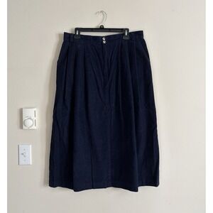 Vintage LL Bean Corduroy Skirt Womens 20 Long A-Line Pocket Blue 80s 90s Y2K